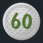 Prato De Papel Golf Ball 60th Birthday Paper Plate<br><div class="desc">Padrão da bola de golfe branca de 60 anos</div>