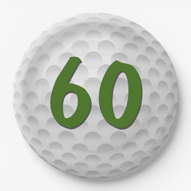 Prato De Papel Golf Ball 60th Birthday Paper Plate (Frente)