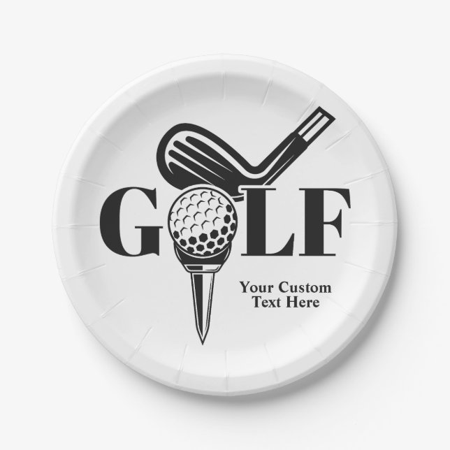 Prato De Papel Golf de Texto Personalizado (Frente)