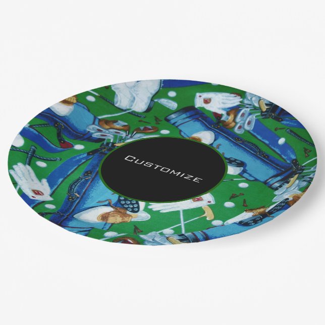 Prato De Papel Golfe Azul e Verde (Inclinado)