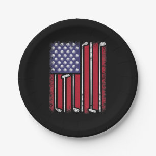 Prato De Papel Golfe Engraçado Bandeira Americana Golf Player Vin