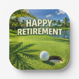 Prato De Papel Golfe Flórida tema Feliz Aposentadoria