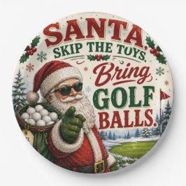 Prato De Papel Golfe Natal jogando golfe  Papai Noel Golfista no 