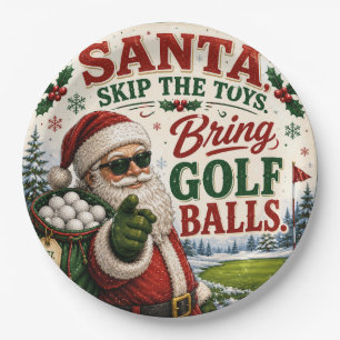 Prato De Papel Golfe Natal jogando golfe Papai Noel Golfista no