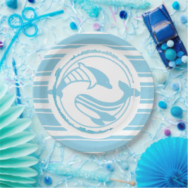 Prato De Papel Golfinho Azul 