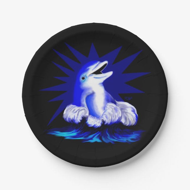 Prato De Papel Golfinho sorridente (Frente)