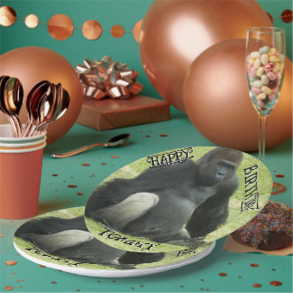 Prato De Papel Gorila Grande Negra Sentada