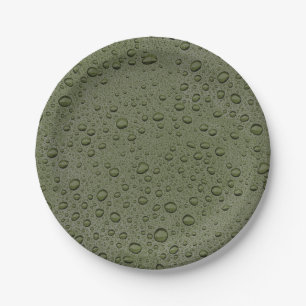 Prato De Papel Gotas de água da verde azeitona