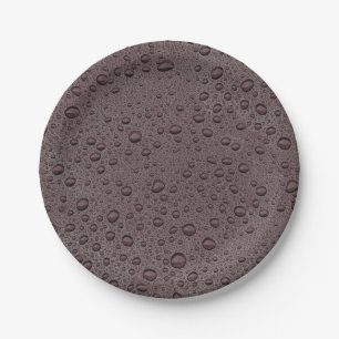 Prato De Papel Gotas de água marrom da Maroon