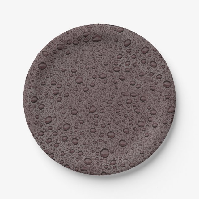 Prato De Papel Gotas de água marrom da Maroon (Frente)