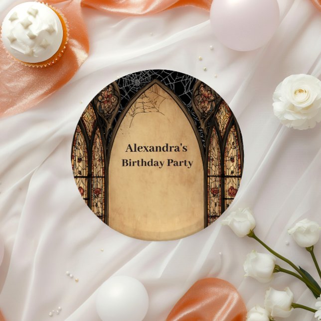 Prato De Papel Gothic Cathedral Midnight Birthday (Criador carregado)