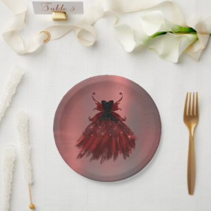 Prato De Papel Gothic Fairy Crimson Gown Ovinos Vermelhos Profu