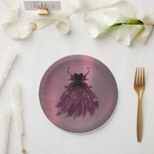 Prato De Papel Gothic Fairy Fuchsia Gown Magenta Rosa-Rosa-Boca