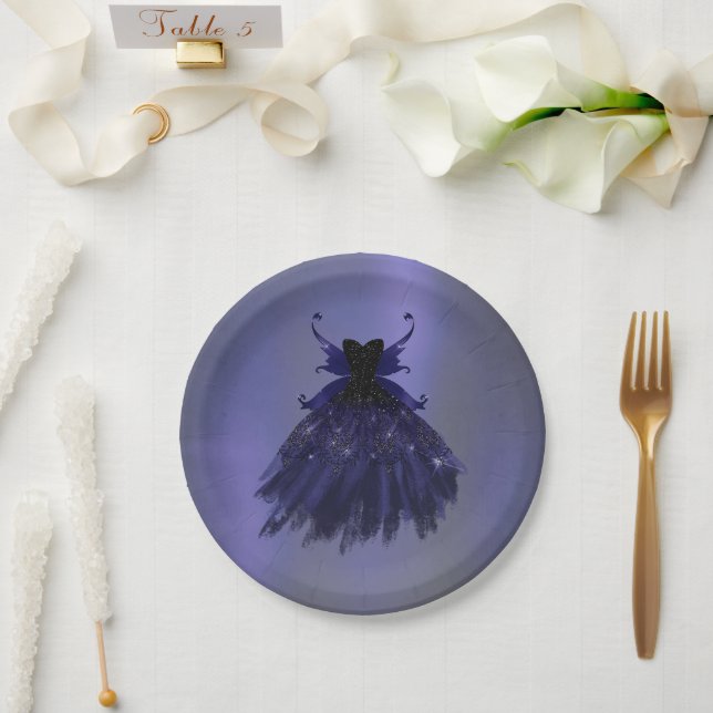 Prato De Papel Gothic Fairy Indigo Gown | Ovinos Roxos Profundos (Casamento)