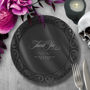 Prato De Papel Gótica Black Scrollwork & Satin Wedding ID866