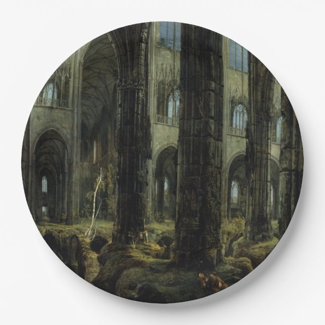Prato De Papel Gótica Church Ruins (por Carl Blechen) (Frente)