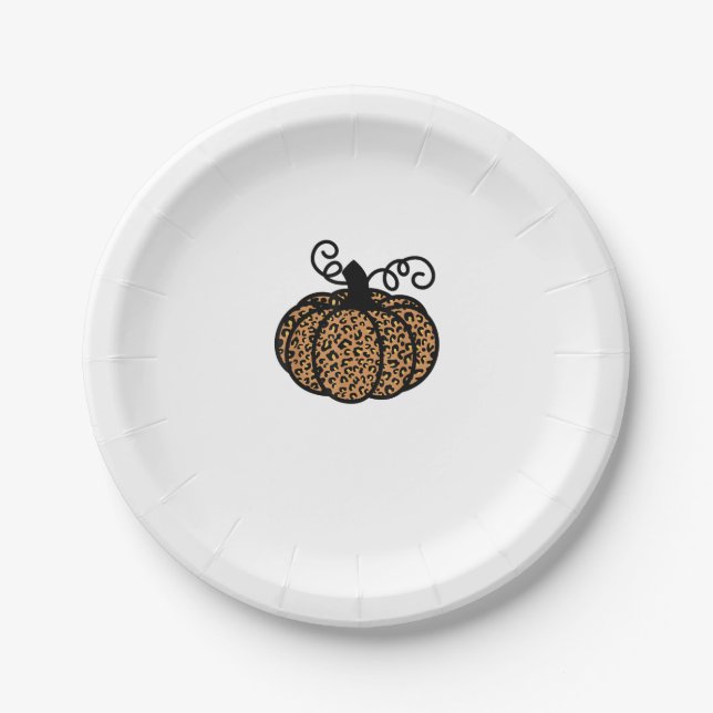 Prato De Papel Graças a Leopard Pumpkin impresso para Ação de Gra (Frente)