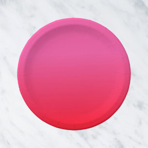 Prato De Papel Gradiente Rosa e Vermelho