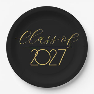 Prato De Papel Graduação 2027 Dourado no Preto