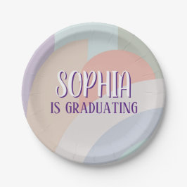 Prato De Papel Graduação Boho Pastel Rainbow