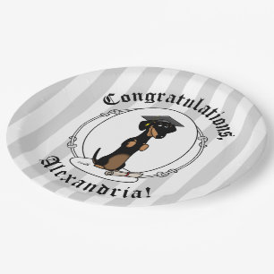 Prato De Papel Graduação Cão-Dachshund (preto e bronzeado)