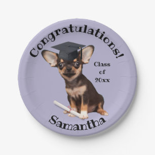 Prato De Papel Graduação Chhuahua personalizada placa do partid