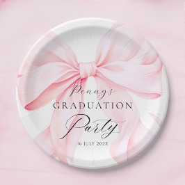 Prato De Papel Graduação com Laço Rosa 
