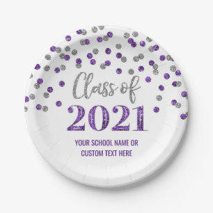 Prato De Papel Graduação de Confetti em Prata 2021
