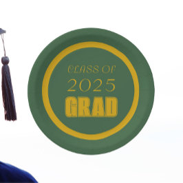 Prato De Papel Graduação de Cores Escolares Verde e Dourada