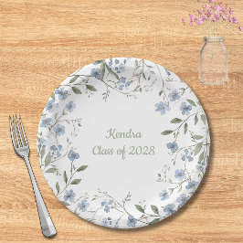 Prato De Papel Graduação de flor selvagem azul