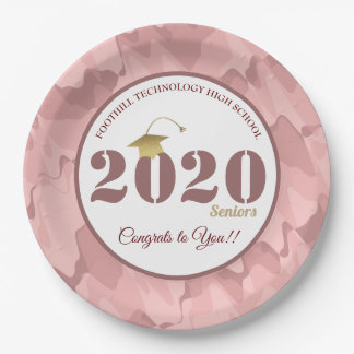 Prato De Papel Graduação de Padrão de Camuflagem Rosa Personaliza
