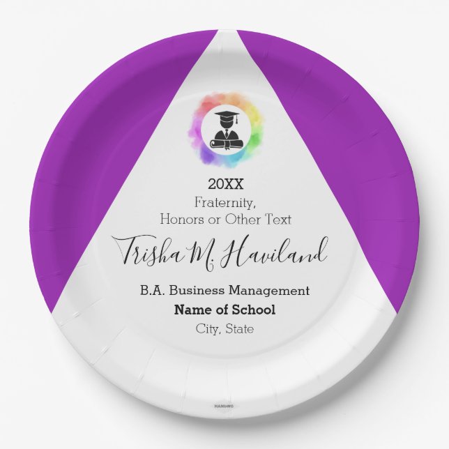Prato De Papel Graduação de Plate Violet e White HAMbyWG (Frente)