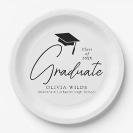 Prato De Papel Graduação de preto e branco de script personalizáv