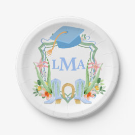 Prato De Papel Graduação em Monograma da Preppy Southern Cowgirl