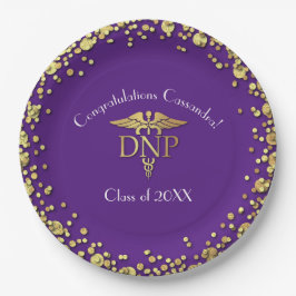 Prato De Papel Graduação em Prática de Enfermagem Roxo Dourado