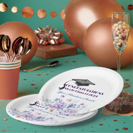 Prato De Papel Graduação Floral de lavanda