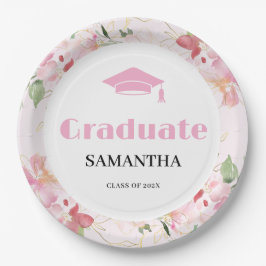 Prato De Papel Graduação Floral Rosa 
