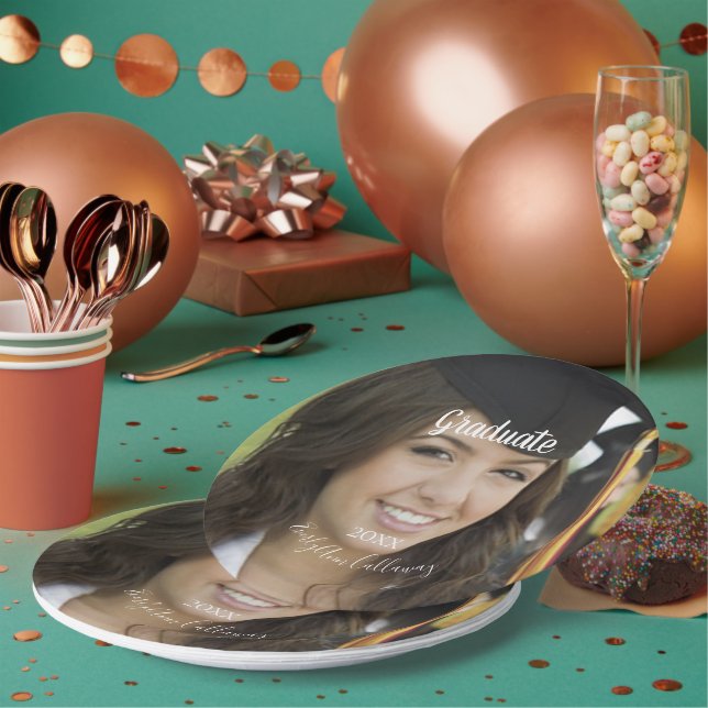 Prato De Papel Graduação Foto Nome do Ano de Graduação (Múltiplo)