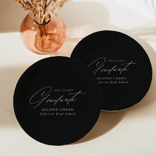 Prato De Papel Graduação Mínima Elegante em Preto e Branco