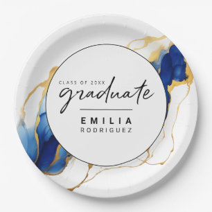 Prato De Papel Graduação Minimalista Dourada Amarela Real
