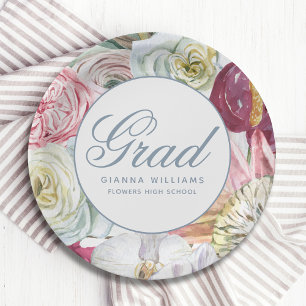 Prato De Papel Graduação Moderna Elegante Floral Elegante Forma