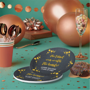 Prato De Papel Graduação Personalizada de Estrelas de Chalkboard