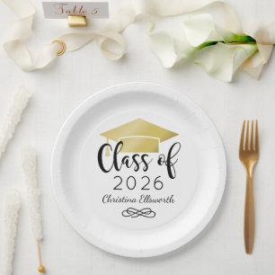 Prato De Papel Graduação Personalizada Dourada 2025 de Script Mod