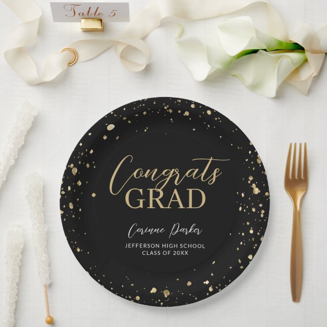 Prato De Papel Graduação Personalizada Glitz Moderna (Casamento)