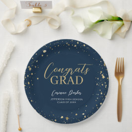 Prato De Papel Graduação Personalizada Glitz Moderna