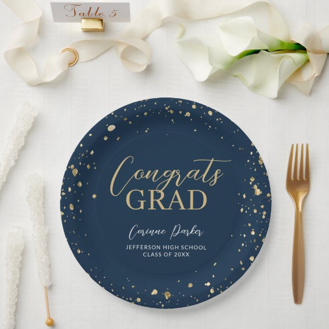 Prato De Papel Graduação Personalizada Glitz Moderna (Casamento)