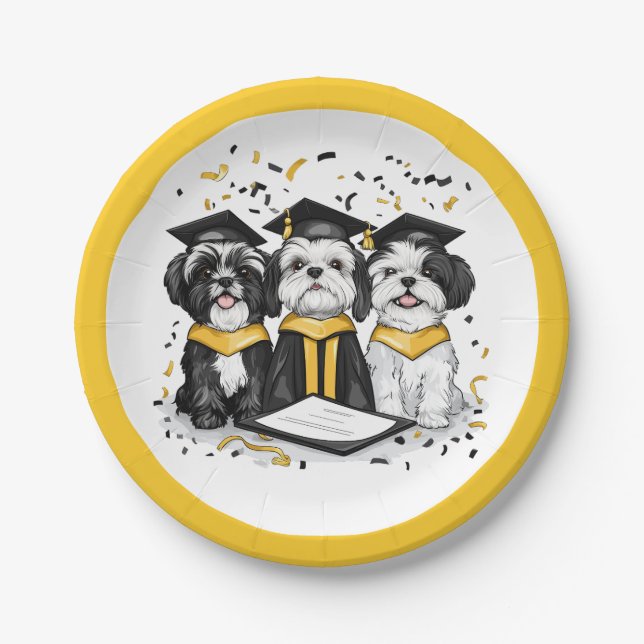 Prato De Papel Graduação Shih Tzu Dogs (Frente)