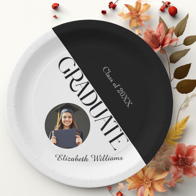 Prato De Papel Graduação Simples Preto e Branco (Criador carregado)