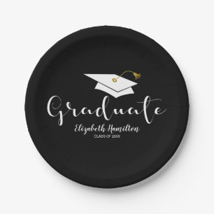 Prato De Papel Graduado Cute Caligrafia Gorro de Graduação Gradua