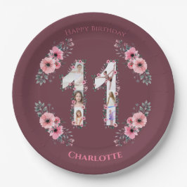 Prato De Papel Grande 11 Birthday Rapariga Fotografia Collage Flo